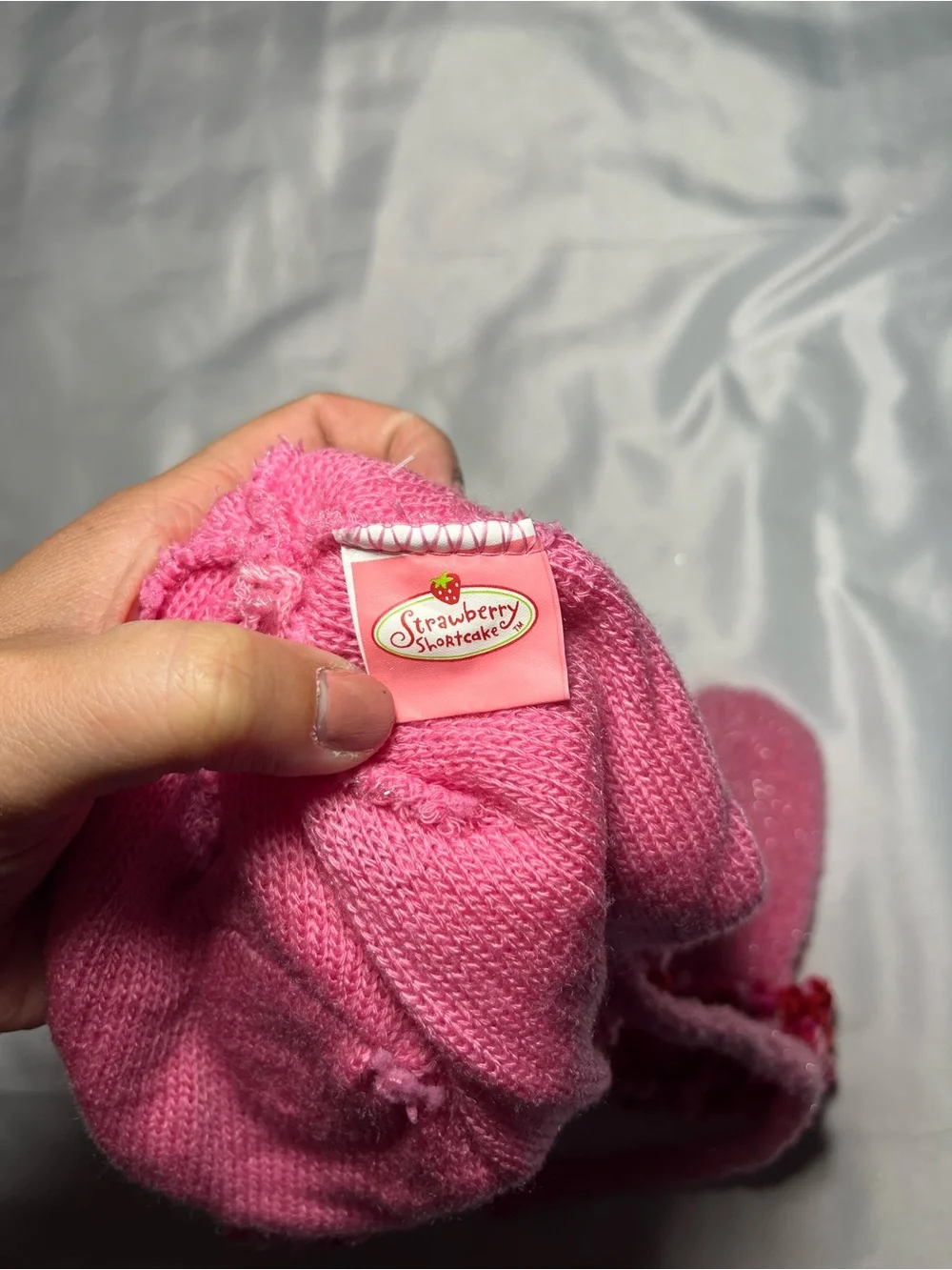 Vintage 2004 Strawberry Shortcake Hat & Mittens Set Pink Red Beanie Rare Youth
